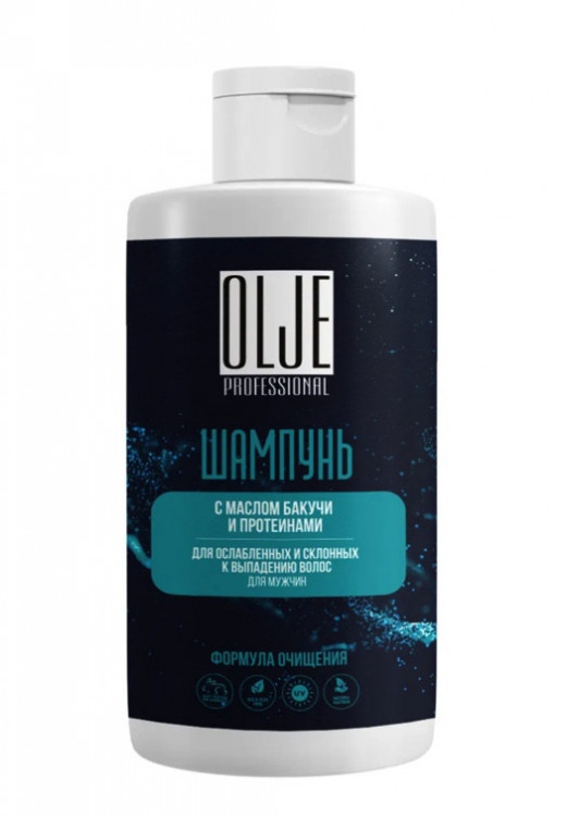 OLJE. Шампунь мужской с маслом бакучи и протеинами, 450 мл в Оренбурге