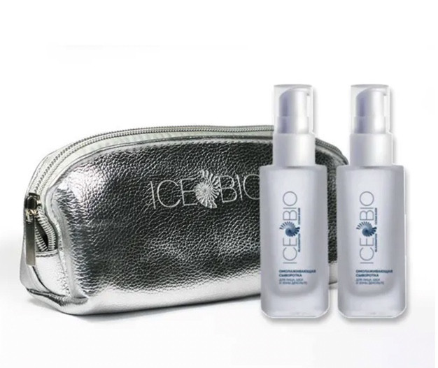 ICE BIO. Набор Сыворотка  2 шт омолаживающая для лица, шеи и зоны декольте 30мл, в косметичке в Оренбурге